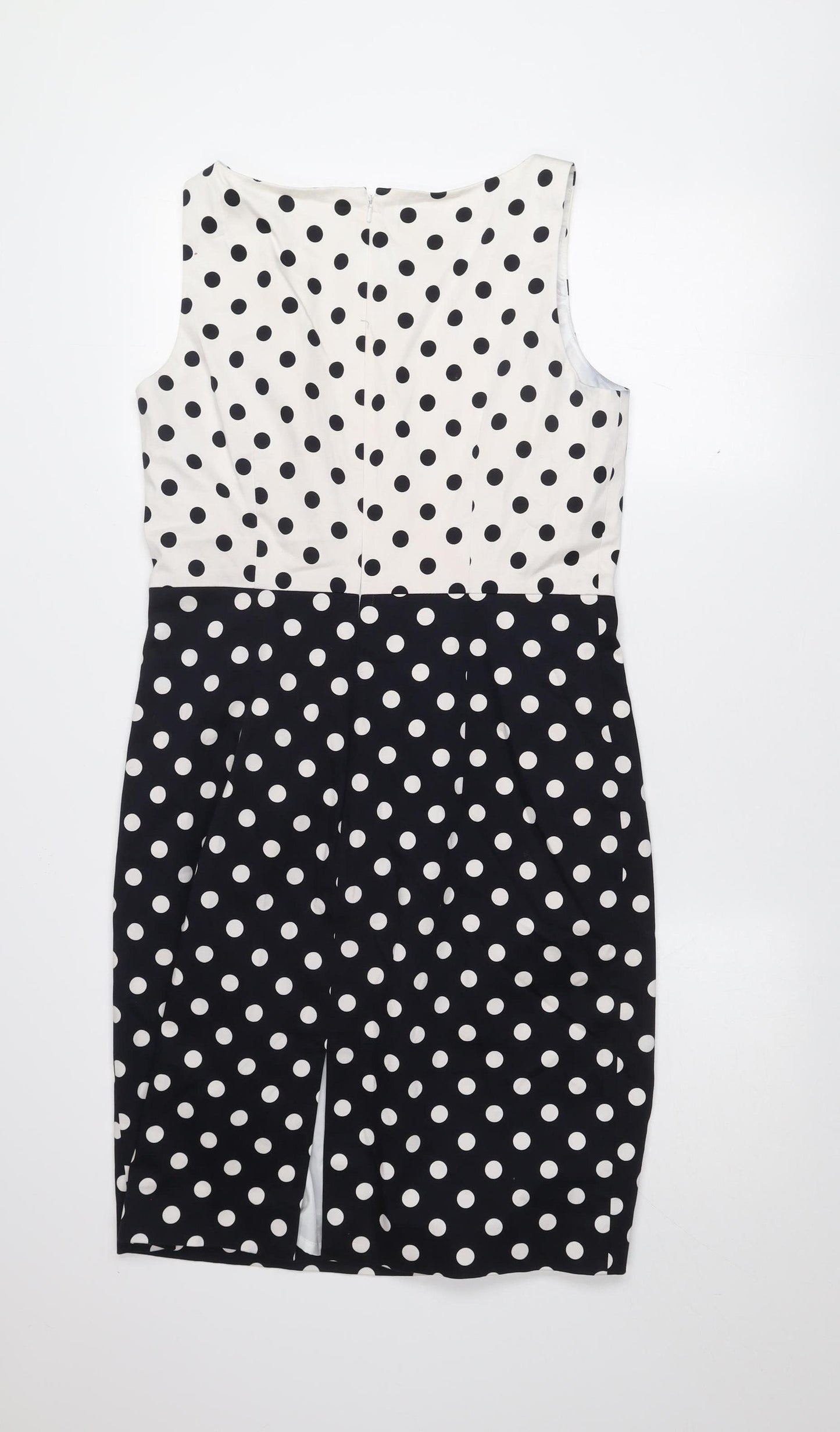 Hobbs Women’s Black White Polka Dot Sheath Dress Size 12