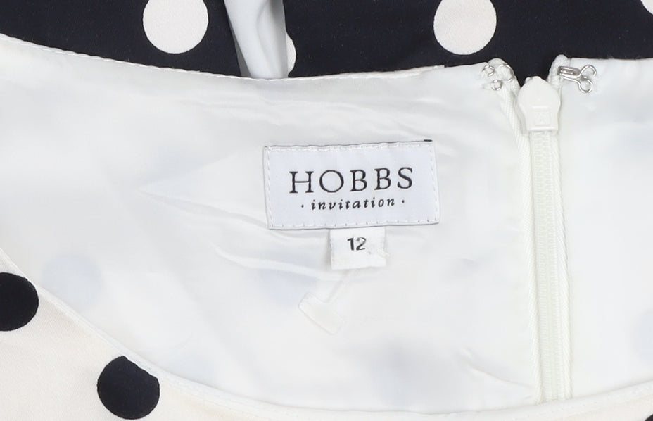Hobbs Women’s Black White Polka Dot Sheath Dress Size 12