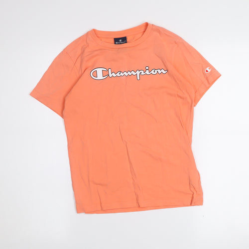 Champion Boys Orange Cotton Logo T-Shirt 9-10 Years Regular Fit
