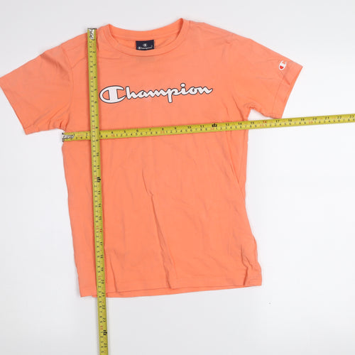 Champion Boys Orange Cotton Logo T-Shirt 9-10 Years Regular Fit