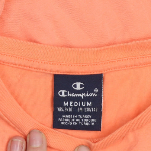 Champion Boys Orange Cotton Logo T-Shirt 9-10 Years Regular Fit