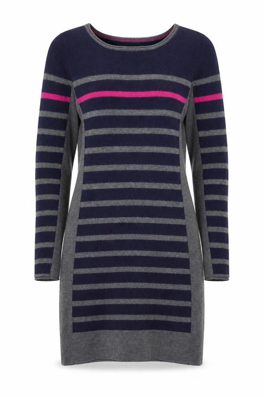 Front view of Clements Ribeiro Women's Multicoloured Merino Wool Striped Jumper, size 12