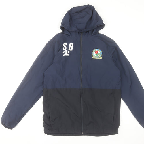 Umbro Men’s Blue Windbreaker Full Zip Hooded Jacket M