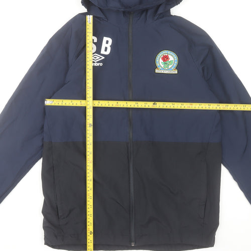 Umbro Men’s Blue Windbreaker Full Zip Hooded Jacket M