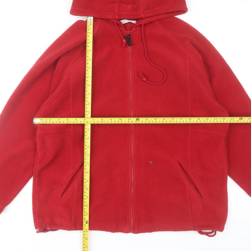St. Bernard Women's Red Fleece Hooded Zip Jacket Size 14-16