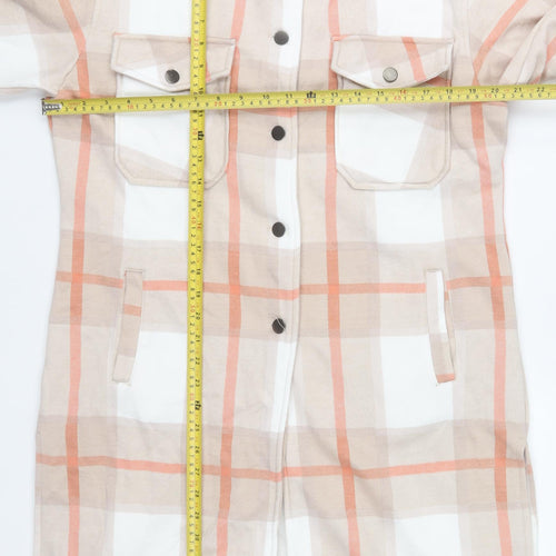Rising Womens Beige Checked Mid-Length Coatigan Size M