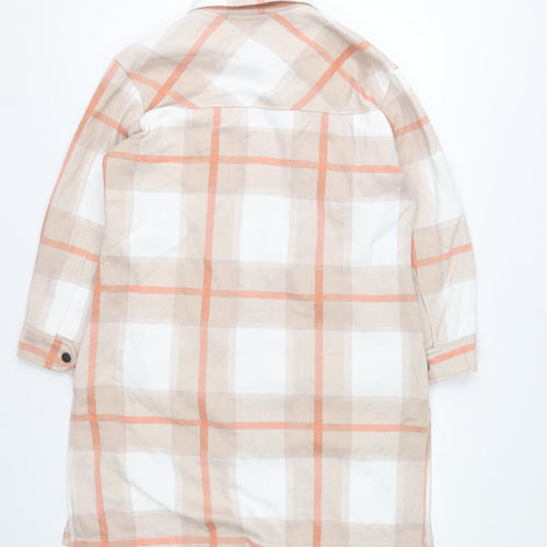 Rising Womens Beige Checked Mid-Length Coatigan Size M