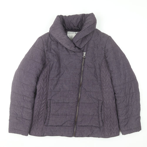 John Rocha Womens Purple Puffer Jacket Size 12 Winter Zip Coat