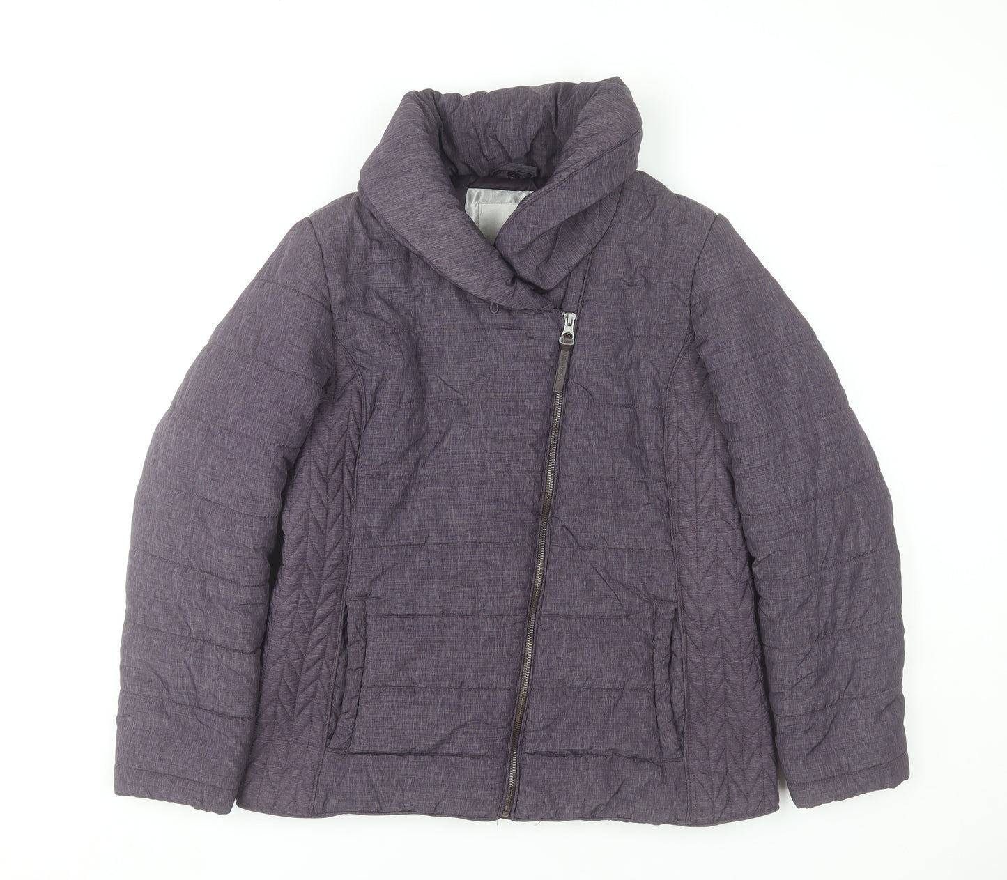 John Rocha Womens Purple Puffer Jacket Size 12 Winter Zip Coat