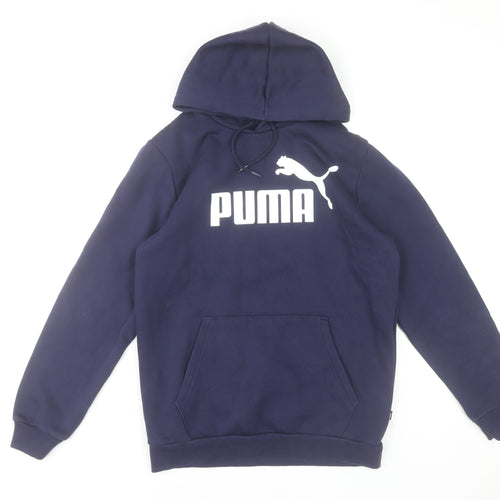 Puma Women's Navy Pullover Hoodie Small Cotton Blend Logo Sweatshirt