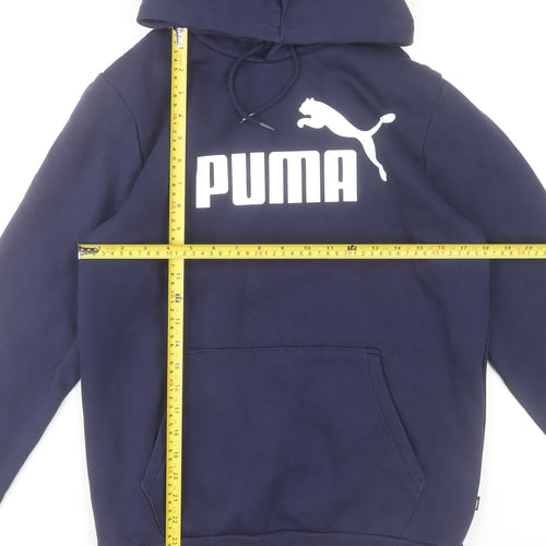 Puma Women's Navy Pullover Hoodie Small Cotton Blend Logo Sweatshirt