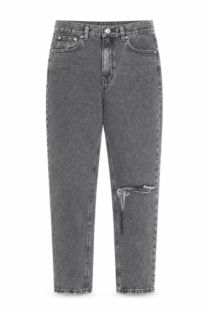 Pull&Bear Womens Grey High Rise Mom Jeans Size 10 Distressed Denim