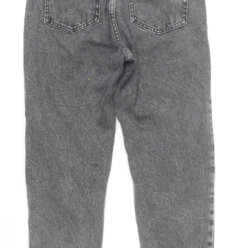 Pull & Bear Womens Grey High Rise Mom Jeans Size 10 Distressed Denim
