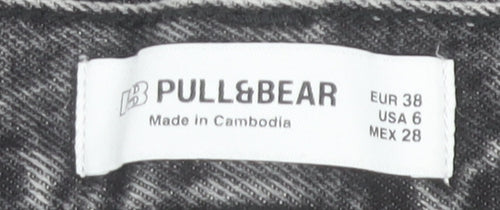 Pull & Bear Womens Grey High Rise Mom Jeans Size 10 Distressed Denim