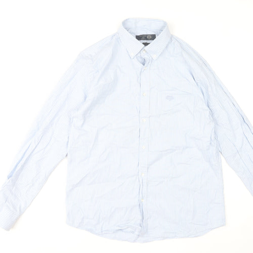 Paul Costelloe Men's Blue Striped Button-Down Formal Shirt M