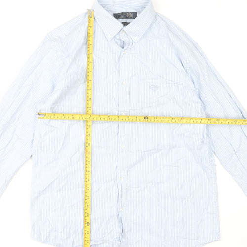Paul Costelloe Men's Blue Striped Button-Down Formal Shirt M