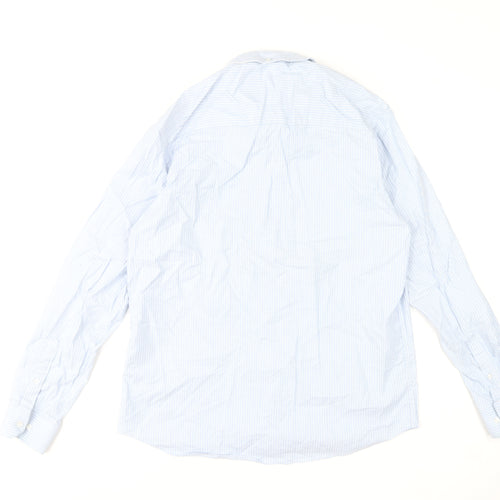 Paul Costelloe Men's Blue Striped Button-Down Formal Shirt M