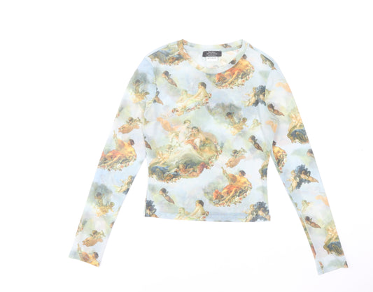 Zara Womens Multicoloured Art Print Viscose T-Shirt Size S – Preworn