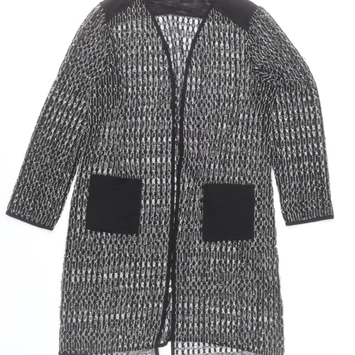 Chico’s Women’s Black Open-Knit Long Cardigan Size 16