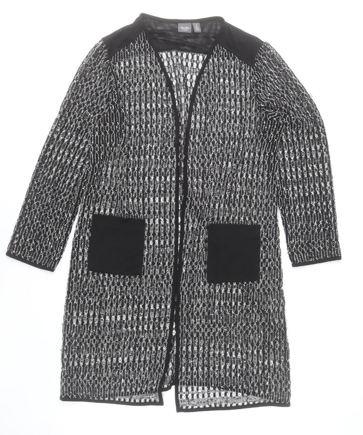 Chico’s Women’s Black Open-Knit Long Cardigan Size 16