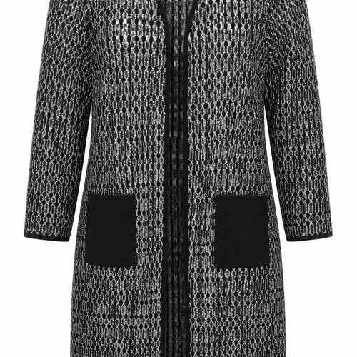 Chico’s Women’s Black Open-Knit Long Cardigan Size 16