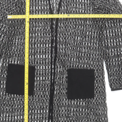 Chico’s Women’s Black Open-Knit Long Cardigan Size 16