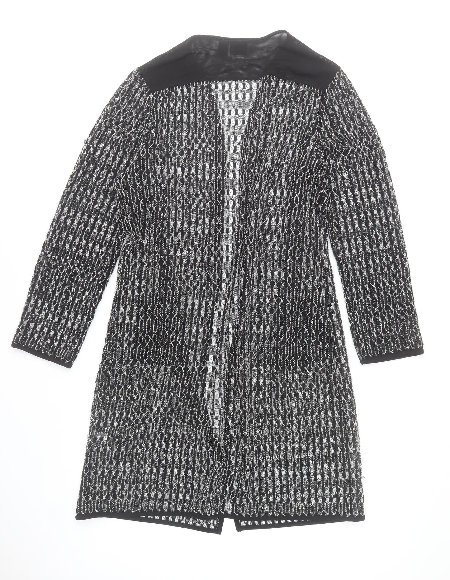 Chico’s Women’s Black Open-Knit Long Cardigan Size 16
