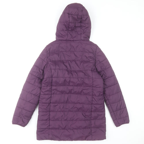 Peter Storm Girls Purple Hooded Puffer Jacket 11-12 Years Lined Mid-Length