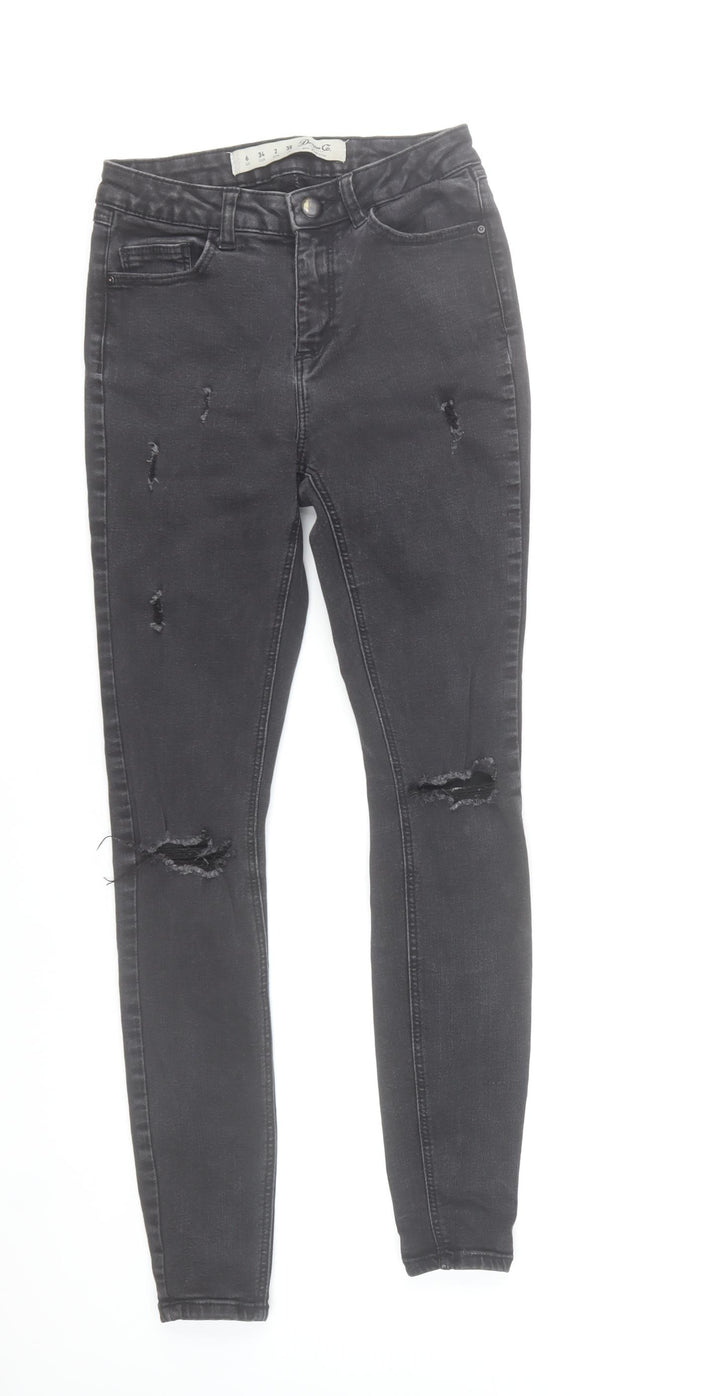 Denim Co. Womens Black Skinny Distressed Jeans Size 6 Slim Fit