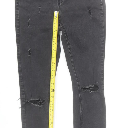 Denim Co. Womens Black Skinny Distressed Jeans Size 6 Slim Fit