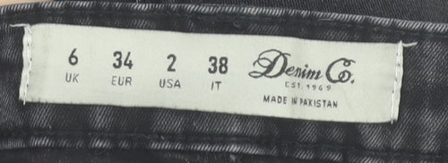 Denim Co. Womens Black Skinny Distressed Jeans Size 6 Slim Fit