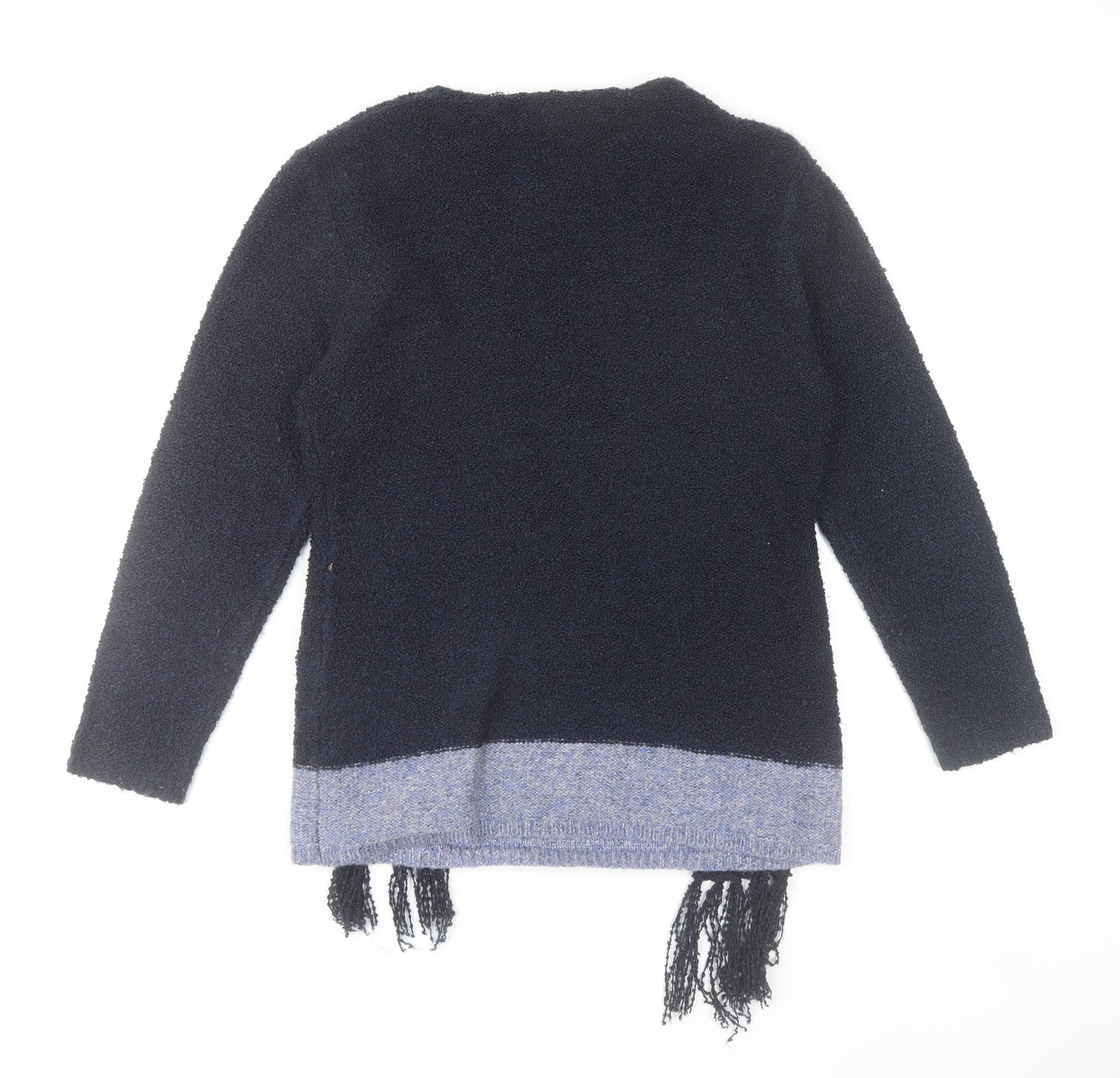 Paco Boutique Women Navy Blue Geometric Knit Jumper Size 12 Acrylic Blend
