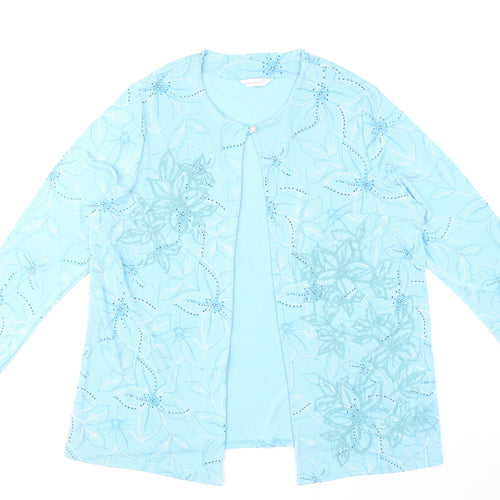 Heather Valley Women's Blue Floral Tunic Blouse Size 20 Long Sleeve