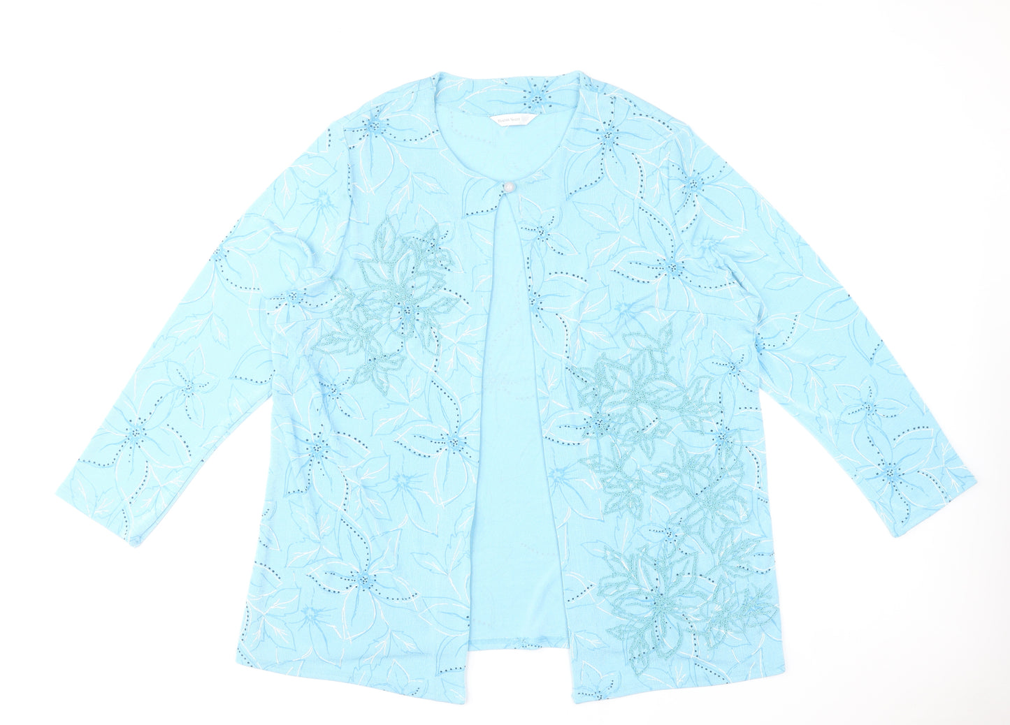 Heather Valley Women's Blue Floral Tunic Blouse Size 20 Long Sleeve