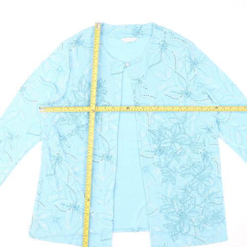Heather Valley Women's Blue Floral Tunic Blouse Size 20 Long Sleeve