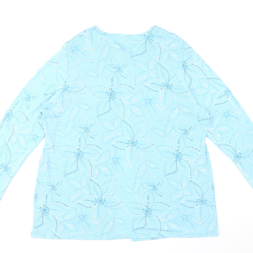 Heather Valley Women's Blue Floral Tunic Blouse Size 20 Long Sleeve