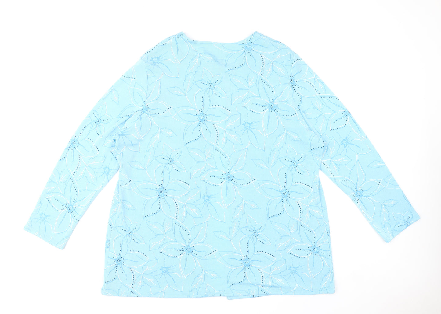 Heather Valley Women's Blue Floral Tunic Blouse Size 20 Long Sleeve