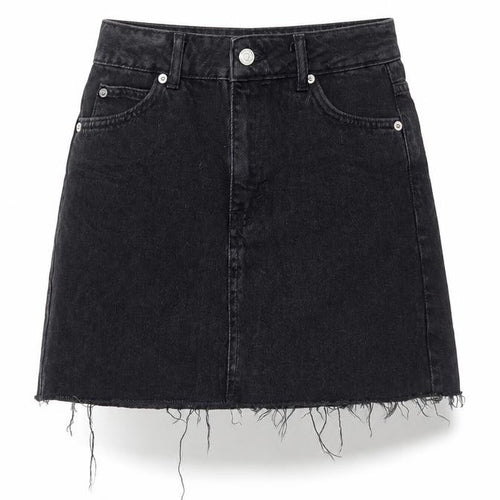 Topshop Women Black Denim A-Line Mini Skirt Size 6