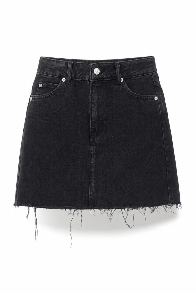 Topshop Women Black Denim A-Line Mini Skirt Size 6