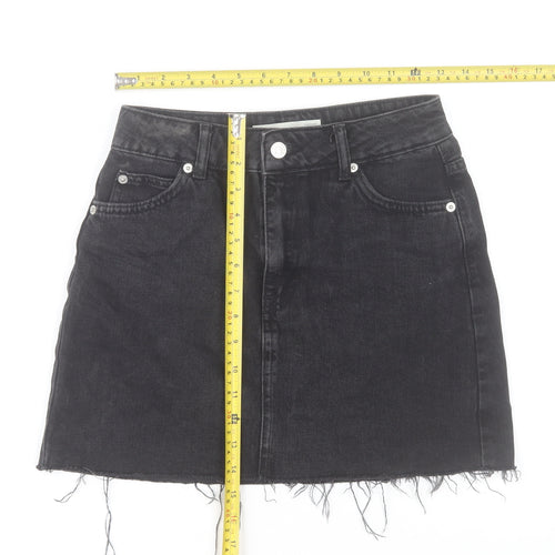 Topshop Women Black Denim A-Line Mini Skirt Size 6