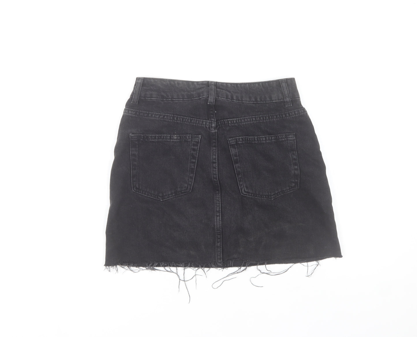 Topshop Women Black Denim A-Line Mini Skirt Size 6