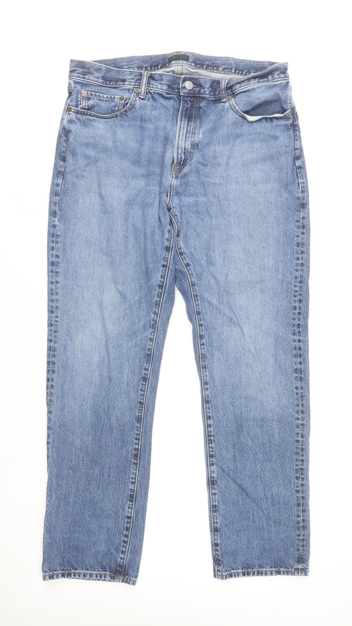 UNIQLO Men’s Blue 35x32 Straight Leg Denim Jeans Cotton Regular Fit