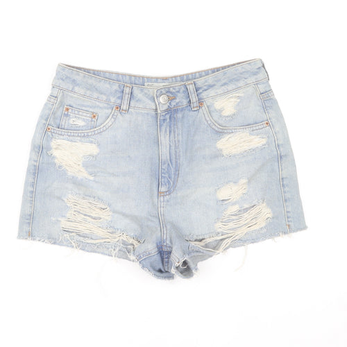 Topshop Women Blue Size 10 Cut-Off Denim Shorts High Rise