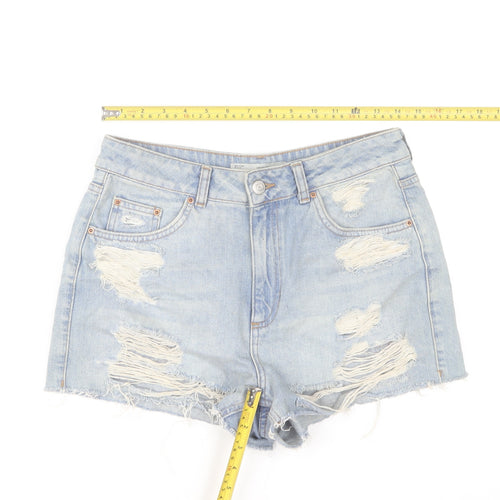 Topshop Women Blue Size 10 Cut-Off Denim Shorts High Rise