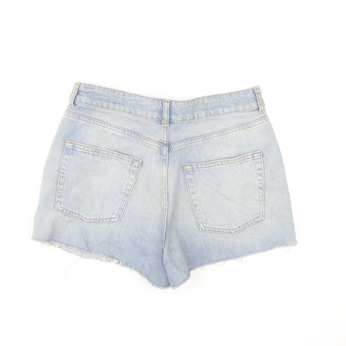 Topshop Women Blue Size 10 Cut-Off Denim Shorts High Rise