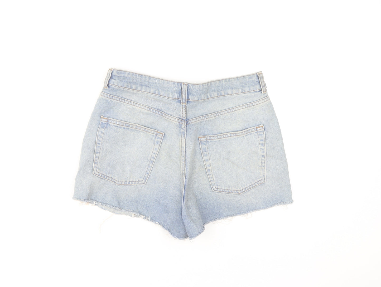 Topshop Women Blue Size 10 Cut-Off Denim Shorts High Rise
