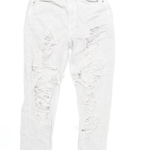American Eagle Women’s White Distressed Mom Jeans Size 6 Regular