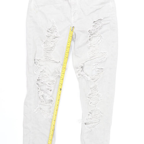 American Eagle Women’s White Distressed Mom Jeans Size 6 Regular