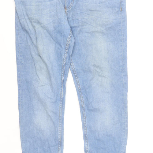 River Island Men's Blue Straight Denim Jeans 34R Cotton Stretch