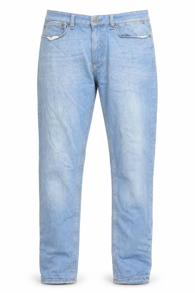 River Island Men's Blue Straight Denim Jeans 34R Cotton Stretch